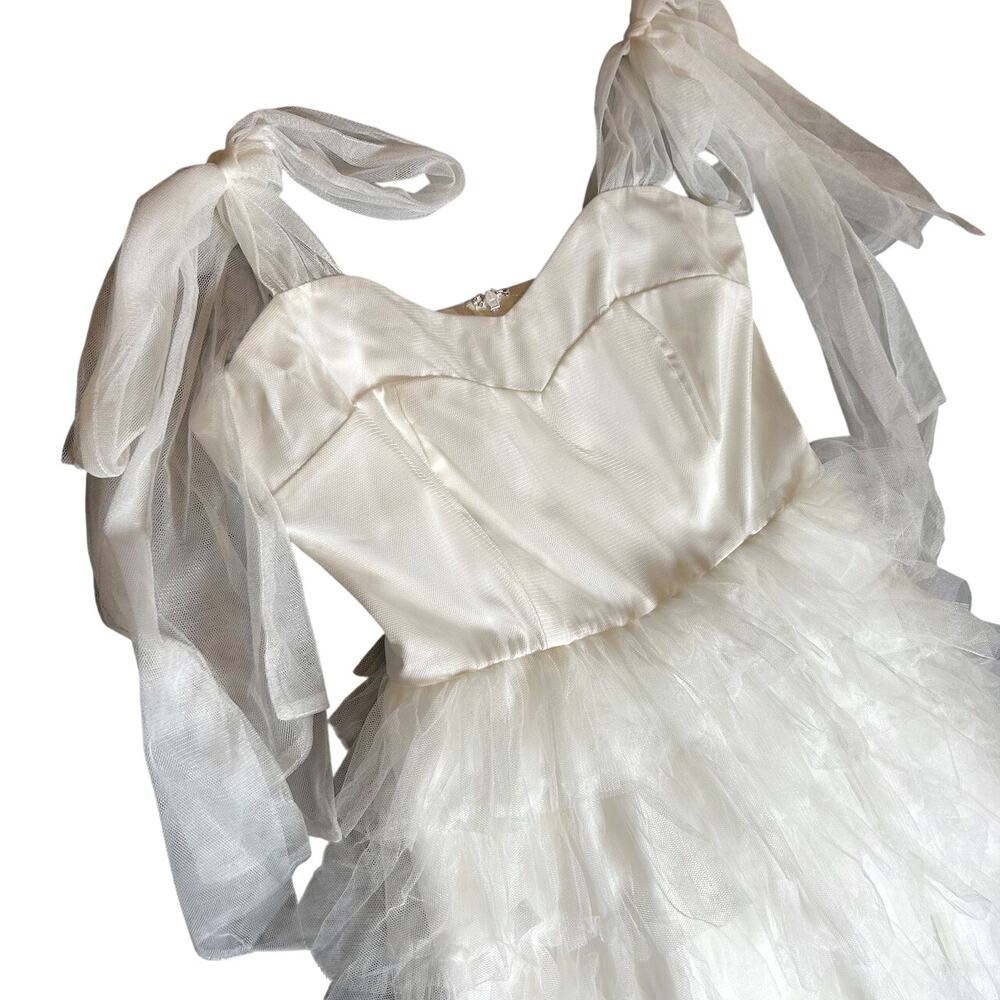 Vintage Aura White Tulle Ballerina Angel Fairy Whimsy Tiered Ruffle Dress SMALL - Picture 5 of 7